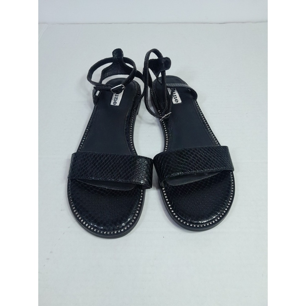 Dune London Black Leather RhinestoneSnake Sandals  Women  38 EU/ 7-7.5 US